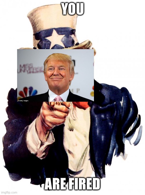 YOU... ARE FIRED! | YOU; ARE FIRED | image tagged in memes,uncle sam | made w/ Imgflip meme maker