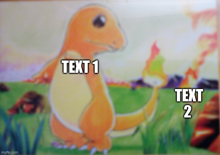 Charmander | TEXT 1; TEXT 2 | image tagged in charmander | made w/ Imgflip meme maker