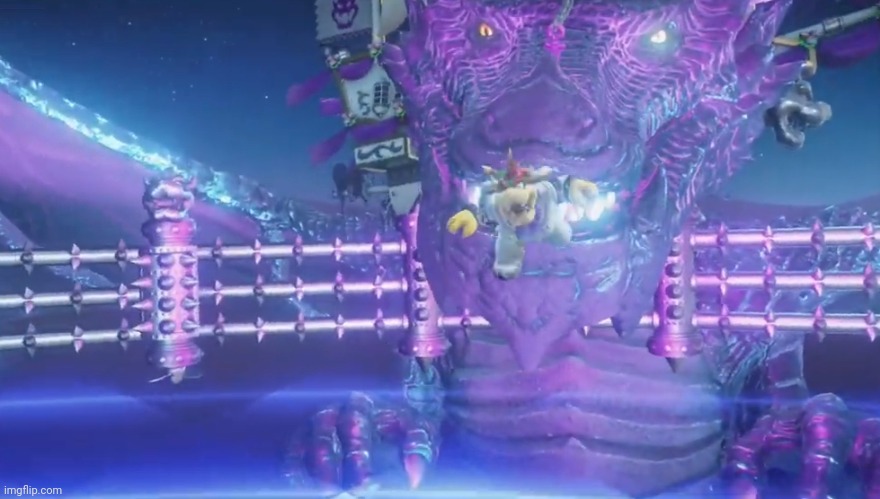 Bowser being eaten by a dragon. | image tagged in bowser being eaten by a dragon | made w/ Imgflip meme maker
