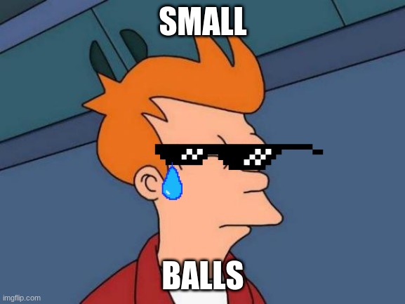 Futurama Fry Meme | SMALL; BALLS | image tagged in memes,futurama fry | made w/ Imgflip meme maker