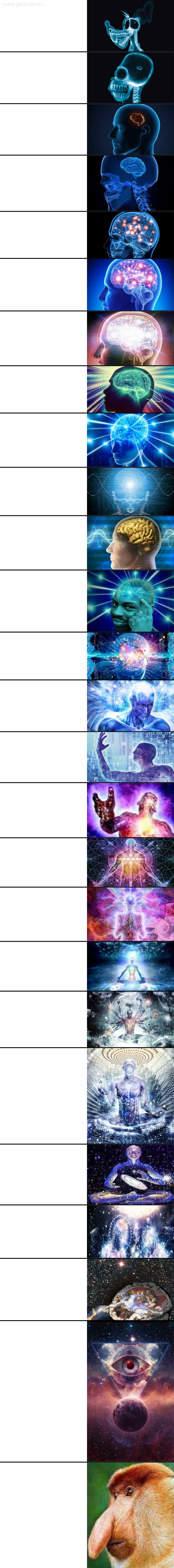 Expanding brain 26 panels Blank Meme Template