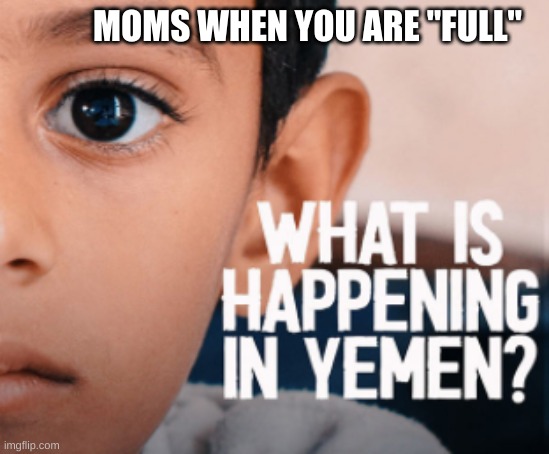 What is happening in Yemen | MOMS WHEN YOU ARE "FULL" | image tagged in funny | made w/ Imgflip meme maker