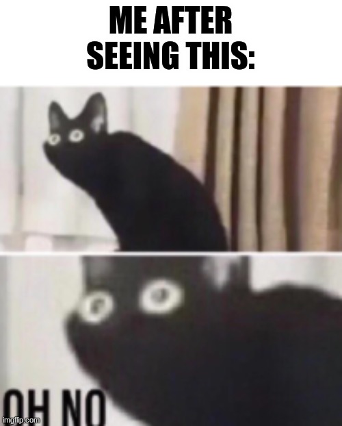 Oh no cat | ME AFTER SEEING THIS: | image tagged in oh no cat | made w/ Imgflip meme maker