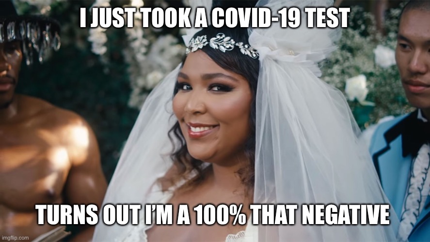 Negative coronavirus results | I JUST TOOK A COVID-19 TEST; TURNS OUT I’M A 100% THAT NEGATIVE | image tagged in coronavirus | made w/ Imgflip meme maker