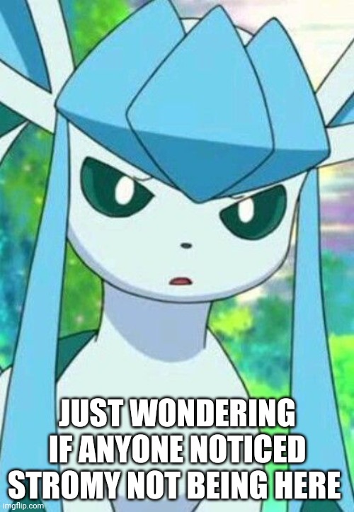 Glaceon confused | JUST WONDERING IF ANYONE NOTICED STROMY NOT BEING HERE | image tagged in glaceon confused | made w/ Imgflip meme maker