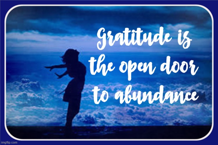 Gratitude is the open door to abundance | image tagged in namaste | made w/ Imgflip meme maker