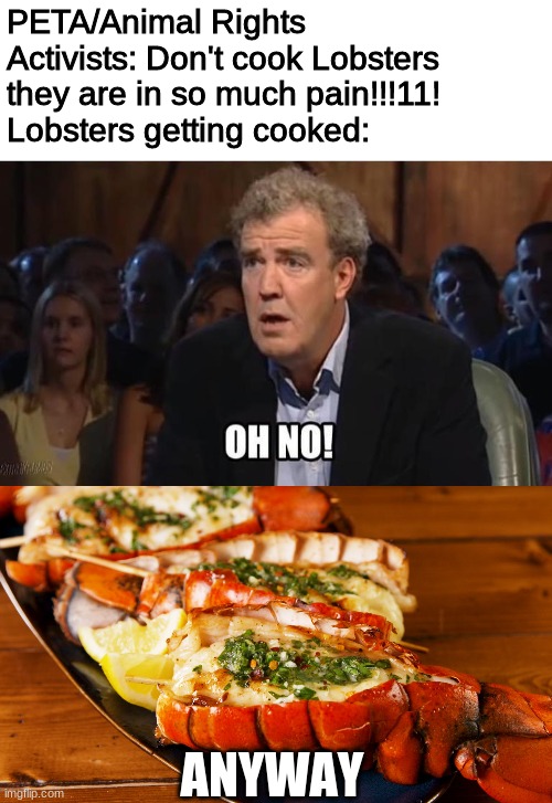 Lobsters don't feel pain, just like when PETA killed their rescued animals  - Imgflip