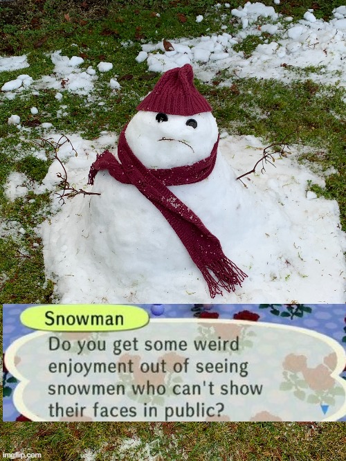 Snowman | image tagged in snowman,animal crossing,acnh | made w/ Imgflip meme maker