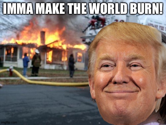 IMMA MAKE THE WORLD BURN! | image tagged in disaster trump | made w/ Imgflip meme maker
