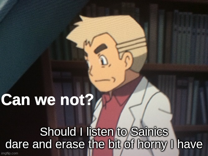 Can we not? | Should I listen to Sainics dare and erase the bit of horny I have | image tagged in can we not | made w/ Imgflip meme maker