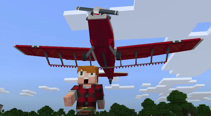 High Quality minecraft guy running away from plane Blank Meme Template