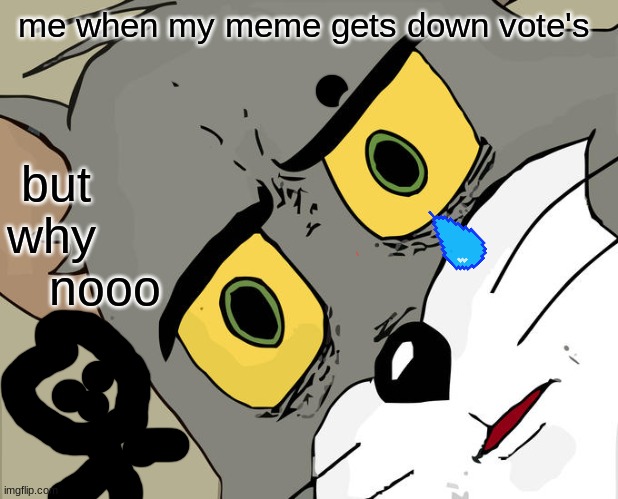 Unsettled Tom Meme | me when my meme gets down vote's; but why      nooo | image tagged in memes,unsettled tom | made w/ Imgflip meme maker