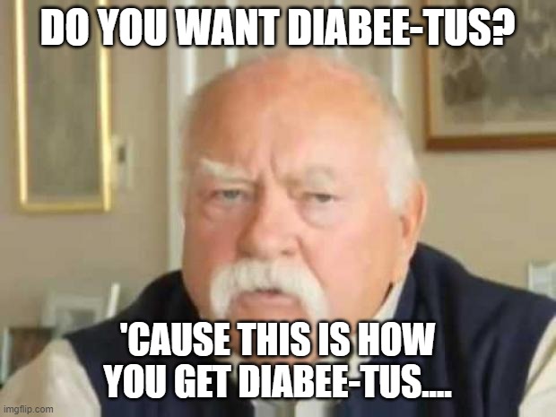 Wilford Brimley | DO YOU WANT DIABEE-TUS? 'CAUSE THIS IS HOW YOU GET DIABEE-TUS.... | image tagged in wilford brimley | made w/ Imgflip meme maker