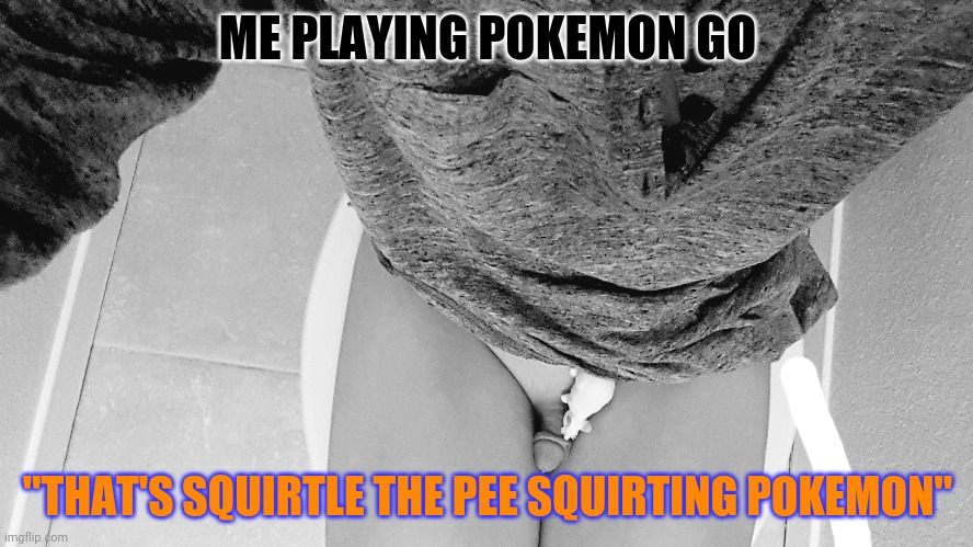 Pokemon go away I'm peeing. | ME PLAYING POKEMON GO; "THAT'S SQUIRTLE THE PEE SQUIRTING POKEMON" | image tagged in pokemon go | made w/ Imgflip meme maker