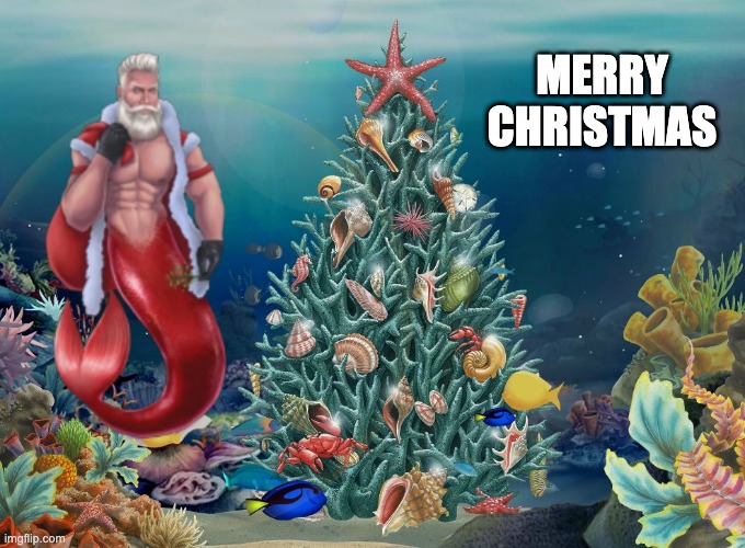 Merry Christmas | MERRY CHRISTMAS | image tagged in christmas,merman,santa | made w/ Imgflip meme maker
