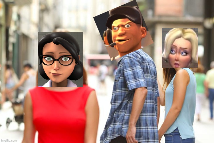 tf2 meme 2 | image tagged in memes,distracted boyfriend,tf2 scout | made w/ Imgflip meme maker