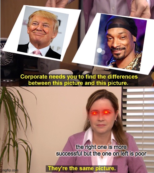 They're The Same Picture | the right one is more successful but the one on left is poor | image tagged in memes,they're the same picture | made w/ Imgflip meme maker