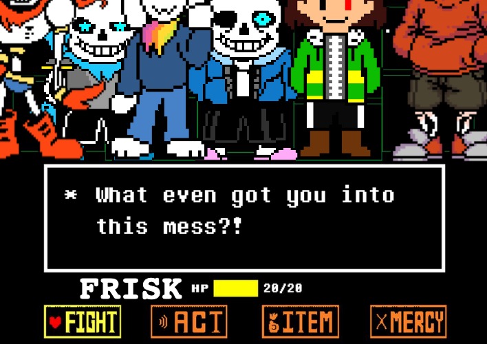 The Trio and the Squaddle | FRISK | image tagged in blank undertale battle,you're gonna have a bad time,sans undertale,au,trio,squad | made w/ Imgflip meme maker