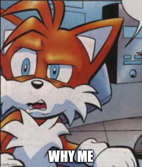 Tails WTF | WHY ME | image tagged in tails wtf | made w/ Imgflip meme maker