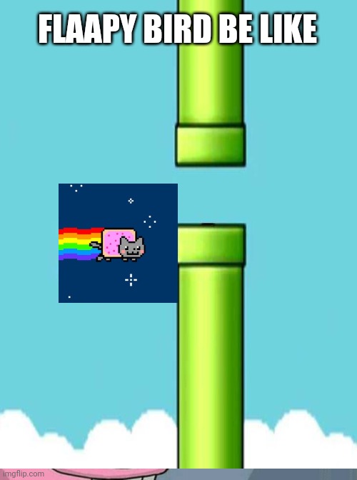 Flappy cat | FLAAPY BIRD BE LIKE | image tagged in nyan cat | made w/ Imgflip meme maker