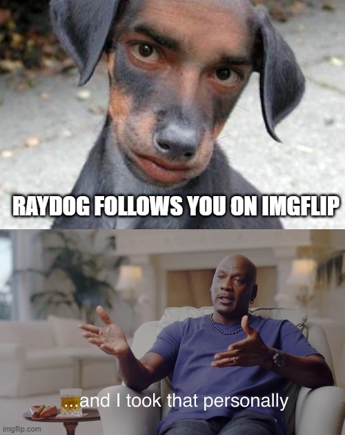RAYDOG FOLLOWS YOU ON IMGFLIP | image tagged in and i took that personally | made w/ Imgflip meme maker