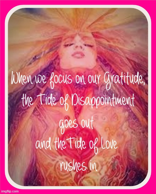 When we focus on our Gratitude the Tide of Disappointment goes out and the Tide of Love rushes in | image tagged in namaste | made w/ Imgflip meme maker