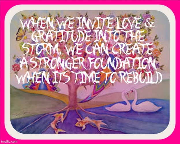 When we invite Love and Gratitude into the storm we can create a stronger foundation when its time to rebuild | image tagged in namaste | made w/ Imgflip meme maker