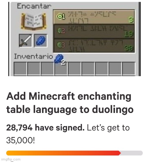 Not my petition | image tagged in petition,duolingo,minecraft | made w/ Imgflip meme maker