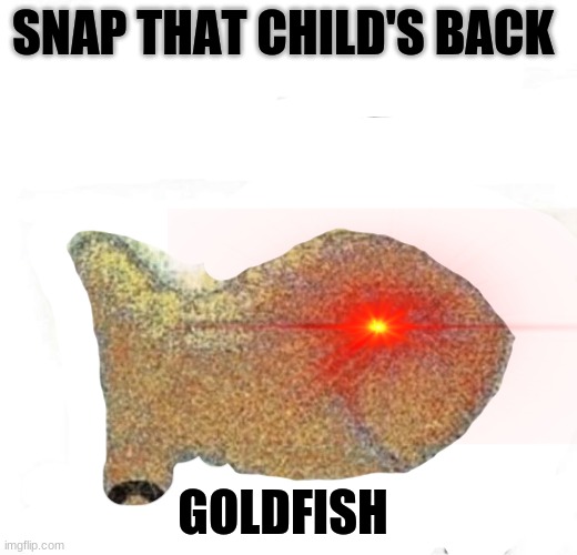 snap that child's back | SNAP THAT CHILD'S BACK; GOLDFISH | image tagged in snap that child's back | made w/ Imgflip meme maker