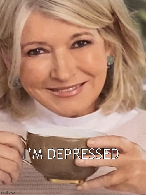 Depressed Coffee Cup Lady | I’M DEPRESSED | image tagged in depression | made w/ Imgflip meme maker
