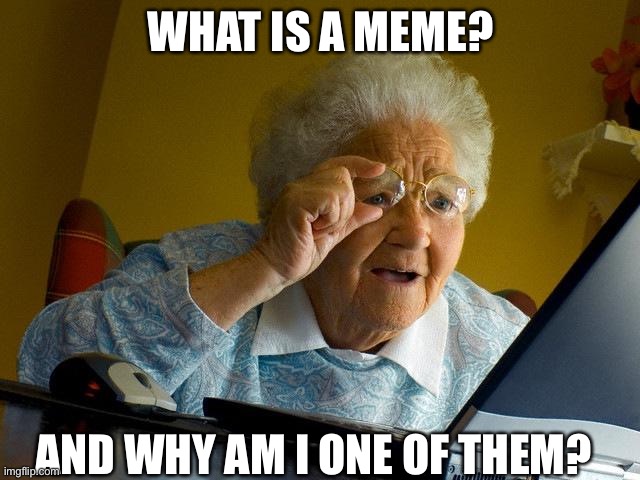 Grandma Finds The Internet | WHAT IS A MEME? AND WHY AM I ONE OF THEM? | image tagged in memes,grandma finds the internet | made w/ Imgflip meme maker