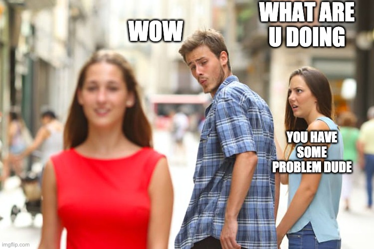 Never cheat on sombody cause u have a lot  of problems |  WHAT ARE  U DOING; WOW; YOU HAVE SOME PROBLEM DUDE | image tagged in memes,distracted boyfriend | made w/ Imgflip meme maker