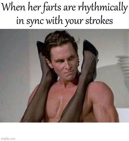 Christian Bale When Her Farts Are Rhythmically In Sync | image tagged in christian bale when her farts are rhythmically in sync | made w/ Imgflip meme maker