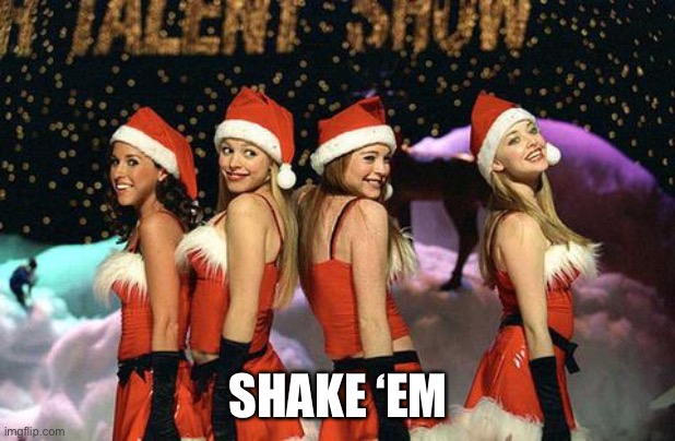 means girls jingle bell rock | SHAKE ‘EM | image tagged in means girls jingle bell rock | made w/ Imgflip meme maker
