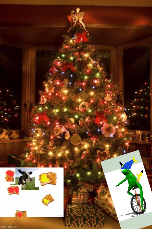 My Oc's on Christmas | image tagged in christmas tree | made w/ Imgflip meme maker