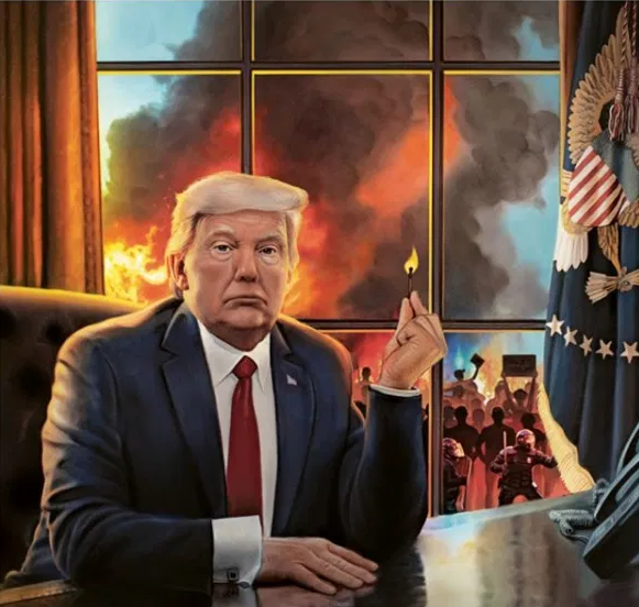 High Quality Trump sets fire to a country he can't lead Blank Meme Template