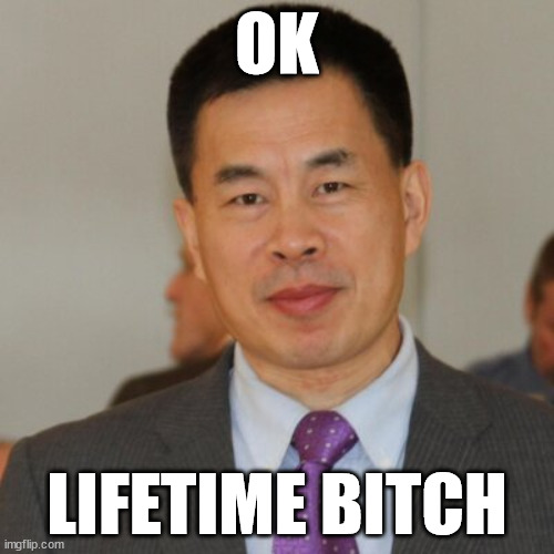 Ok lifetime bitch | OK; LIFETIME BITCH | image tagged in china,lifetime bitch,lifetime,bitch,chen,chen weihua | made w/ Imgflip meme maker