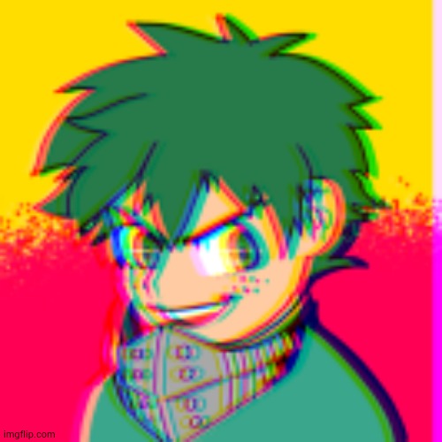 saw something on the stream of deku so I drew deku then used some filters on it | made w/ Imgflip meme maker