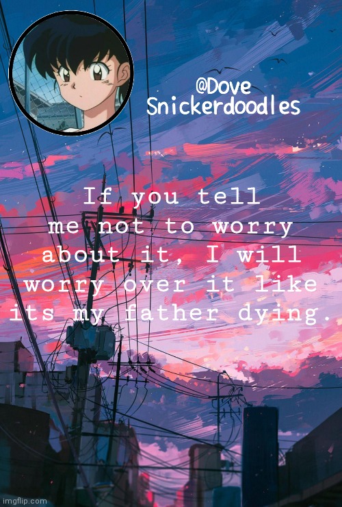 Announcement | If you tell me not to worry about it, I will worry over it like its my father dying. | image tagged in announcement | made w/ Imgflip meme maker