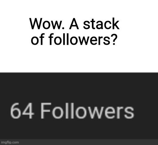 Ayeeee | Wow. A stack of followers? | image tagged in minecraft,stack,minecraft stack | made w/ Imgflip meme maker