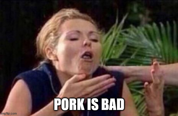 About to Puke | PORK IS BAD | image tagged in about to puke | made w/ Imgflip meme maker