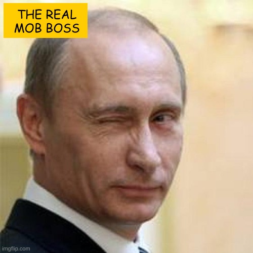 Putin Winking | THE REAL MOB BOSS | image tagged in putin winking | made w/ Imgflip meme maker