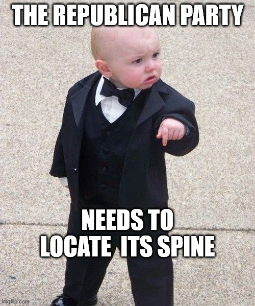 Baby Godfather | THE REPUBLICAN PARTY; NEEDS TO LOCATE  ITS SPINE | image tagged in memes,baby godfather | made w/ Imgflip meme maker