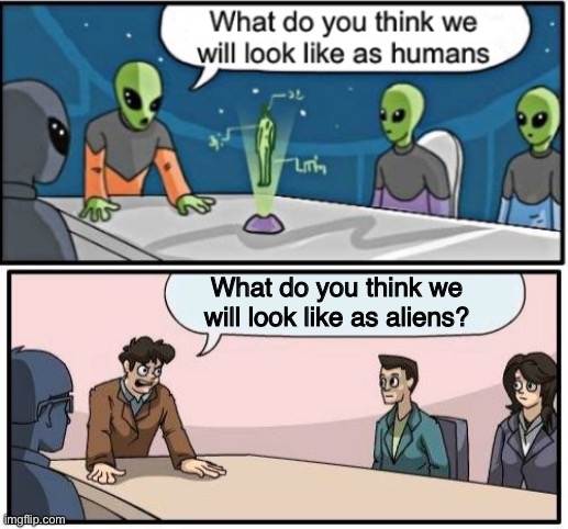 Uhhhh | What do you think we will look like as aliens? | image tagged in memes,boardroom meeting suggestion,human,alein,boardroom meeting suggestion alein,question | made w/ Imgflip meme maker
