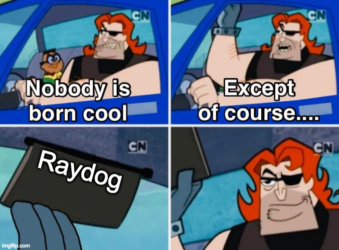 Raydog is (in the 1 to 100), INFINITE | Raydog | image tagged in nobody is born cool | made w/ Imgflip meme maker