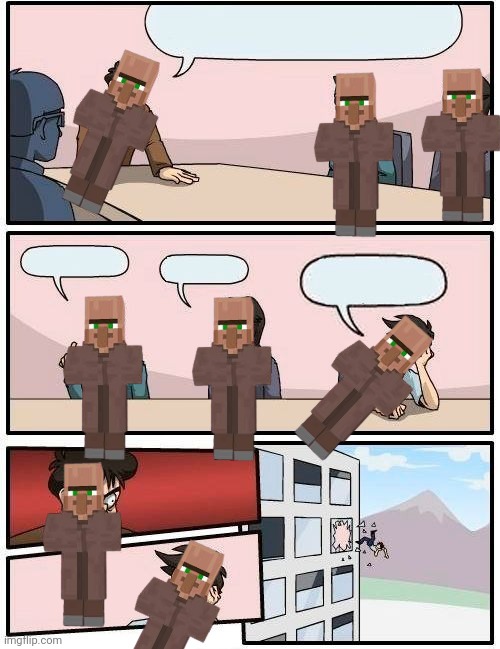 High Quality Minecraft board room meeting Blank Meme Template