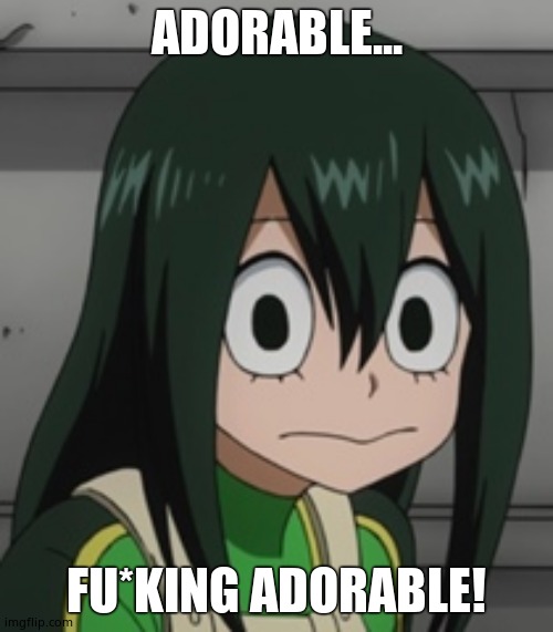 BNHA - Tsuyu “Froppy” Asui | ADORABLE... FU*KING ADORABLE! | image tagged in bnha - tsuyu froppy asui | made w/ Imgflip meme maker