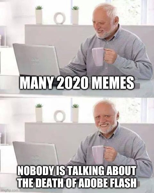 Hide the Pain Harold Meme |  MANY 2020 MEMES; NOBODY IS TALKING ABOUT THE DEATH OF ADOBE FLASH | image tagged in memes,hide the pain harold | made w/ Imgflip meme maker