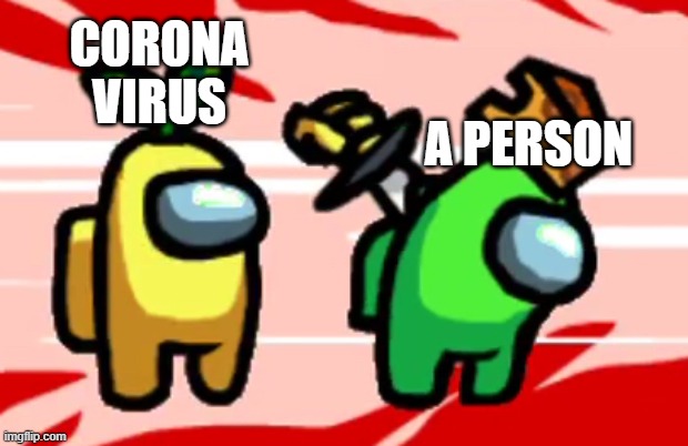 Not to support covid, but sorry :c | CORONA
VIRUS; A PERSON | image tagged in among us stab | made w/ Imgflip meme maker