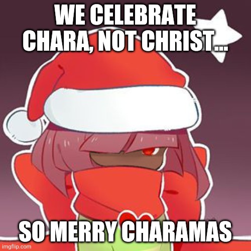 MERRY CHARAMAS | WE CELEBRATE CHARA, NOT CHRIST... SO MERRY CHARAMAS | image tagged in chara | made w/ Imgflip meme maker